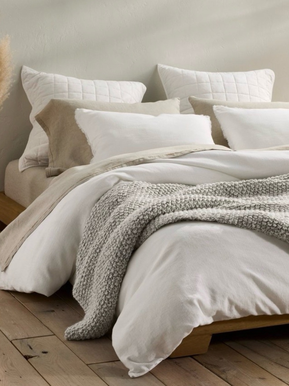 King Heavyweight Linen Blend Duvet Cover & Sham Set White - Casaluna™: OEKO-TEX